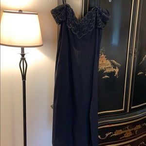 Black strapless vintage dress ,rinestone  size7